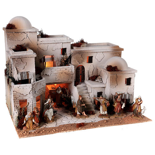 Szopka bożonarodzeniowa kompletna w stylu arabskim z piecem – figurki Moranduzzo 10 cm, wymiary 40x50x40 cm 6