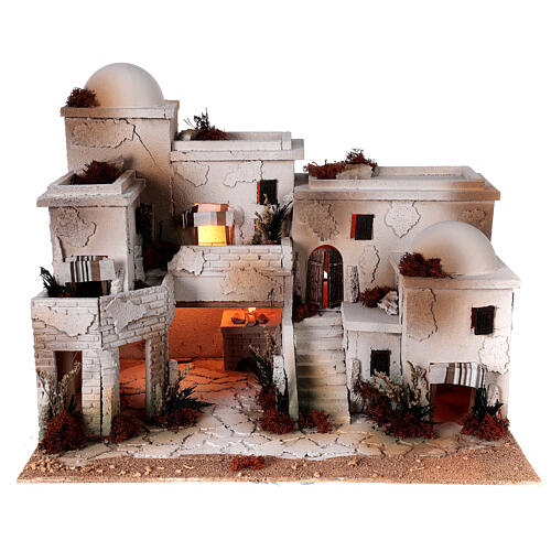 Szopka bożonarodzeniowa kompletna w stylu arabskim z piecem – figurki Moranduzzo 10 cm, wymiary 40x50x40 cm 7