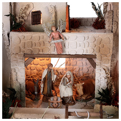 Palestinian Nativity set with water well Moranduzzo figurines 10 cm 35x50x40 cm 2