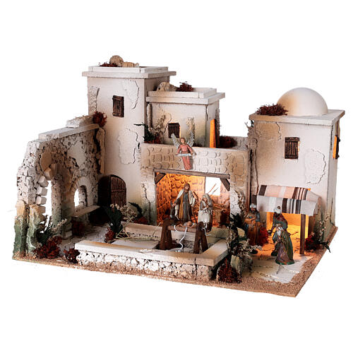Palestinian Nativity set with water well Moranduzzo figurines 10 cm 35x50x40 cm 4
