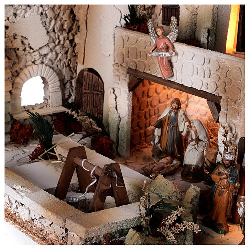 Palestinian Nativity set with water well Moranduzzo figurines 10 cm 35x50x40 cm 5