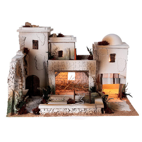 Palestinian Nativity set with water well Moranduzzo figurines 10 cm 35x50x40 cm 7