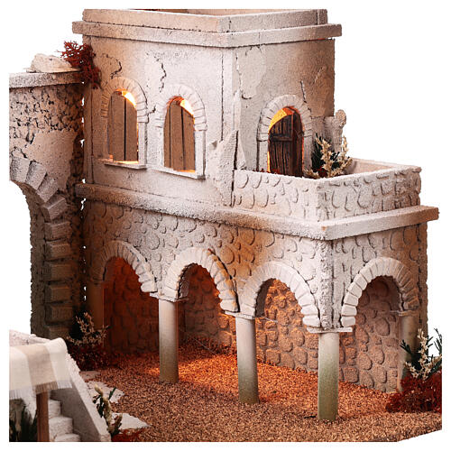 Presépio estilo árabe cena mercado figuras Moranduzzo altura média 10 cm; medidas: 33x50x40 cm 2