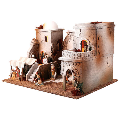 Presépio estilo árabe cena mercado figuras Moranduzzo altura média 10 cm; medidas: 33x50x40 cm 5