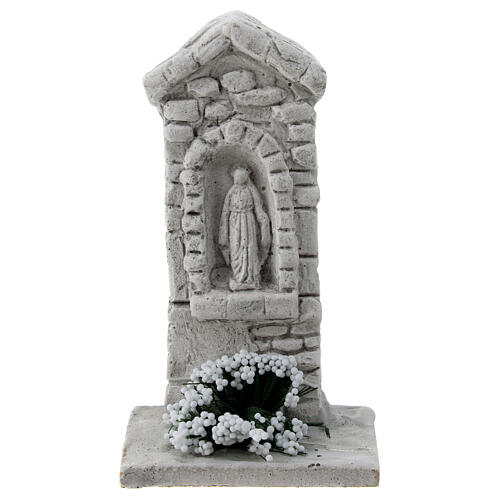 Capela Nossa Senhora em miniatura gesso para para presépio com figuras altura média 10-14 cm; medidas: 12x6x4 cm 1