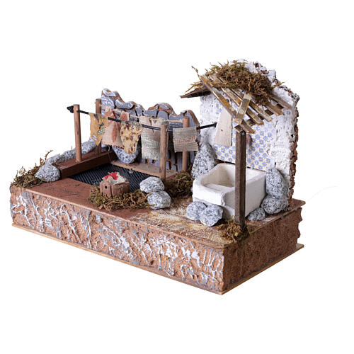 Fuente lavadero con bomba 25x30x15 cm para belén 10 cm 3