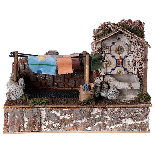 Fontaine lavoir avec pompe 25x30x15 cm pour crèche 10 cm 1