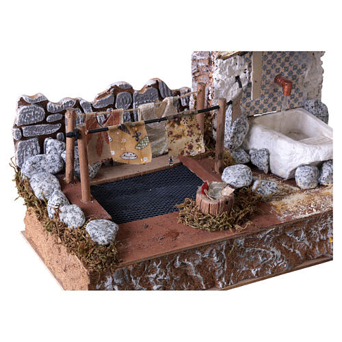 Fontana lavatoio con pompa 25x30x 15 cm per presepe 10 cm 4