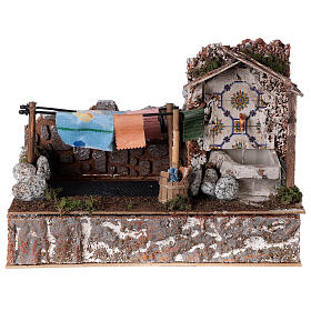 Wash house with fountain pump 25x30x15 cm for 10 cm nativity