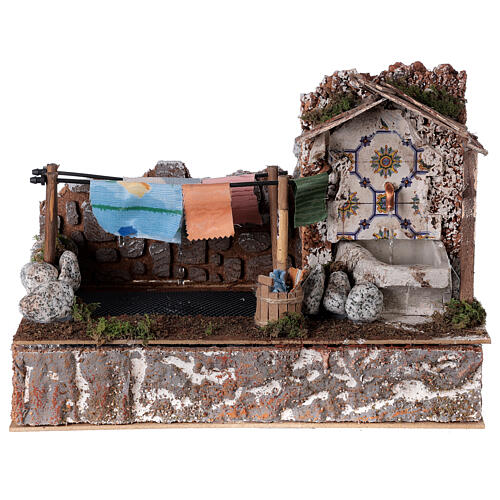 Wash house with fountain pump 25x30x15 cm for 10 cm nativity 1