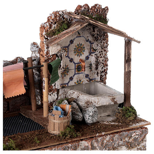 Wash house with fountain pump 25x30x15 cm for 10 cm nativity 2