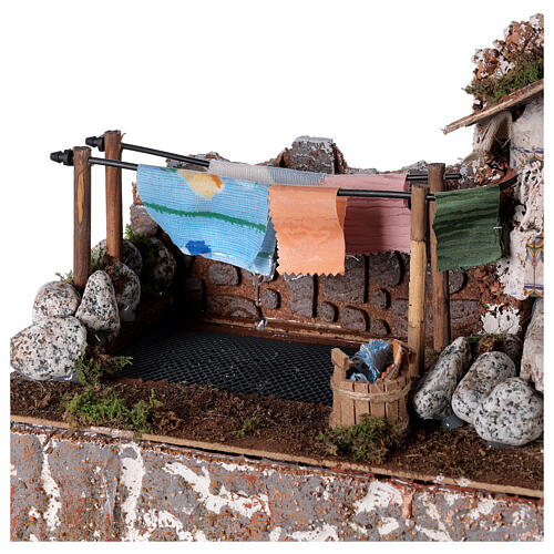 Wash house with fountain pump 25x30x15 cm for 10 cm nativity 4