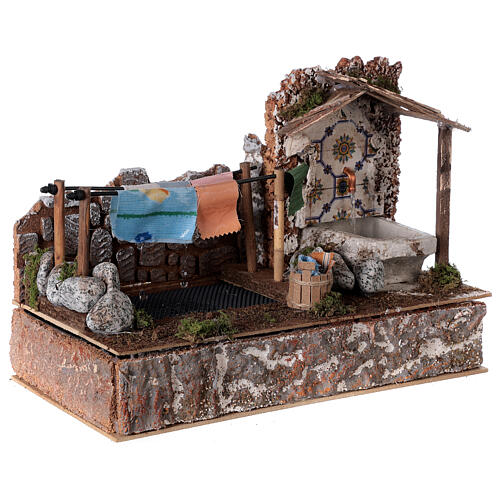 Wash house with fountain pump 25x30x15 cm for 10 cm nativity 5