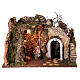 Holy Family's illuminated cave with ruined arch 35x50x25 cm for Nativity Scene s1