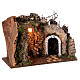 Holy Family's illuminated cave with ruined arch 35x50x25 cm for Nativity Scene s4