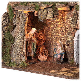 Grotta Sacra Famiglia arcata rovina illuminata presepe 35x50x25 cm