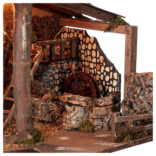 Holy Family's stable with watermill 45x60x35 cm for Nativity Scene with 14-16 cm characters 2