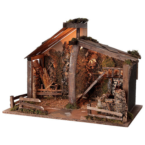 Holy Family's stable with watermill 45x60x35 cm for Nativity Scene with 14-16 cm characters 3