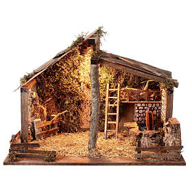 Cabaña Natividad belén molino agua 45x60x35 cm para estatuas 14-16 cm
