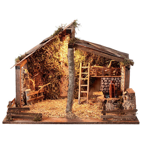 Capanna Natività presepe mulino acqua 45x60x35 cm per statue 14-16 cm 1