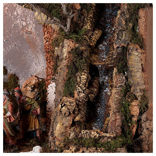 Cabana Natividade de Jesus luz e cascata figuras altura média 16 cm; medidas: 55x76x40 cm 4