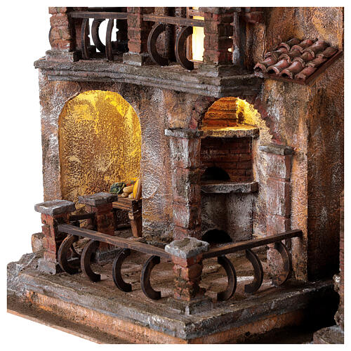 Village crèche traditionnelle avec lumière 50x60x40 cm pour santons 12 cm 2