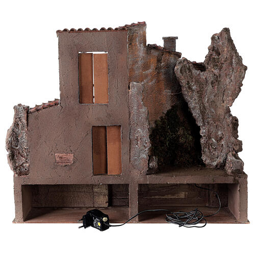 Village crèche traditionnelle avec lumière 50x60x40 cm pour santons 12 cm 6