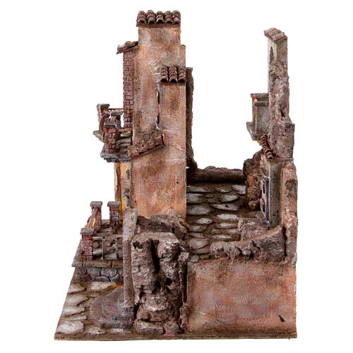 Borgo presepe tradizionale con luce 50x60x40 cm per statue 12 cm 10
