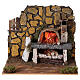 Miniature oven in wood fire effect bulb nativity 15x20x15 cm statues 8-10 cm s1