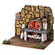 Miniature oven in wood fire effect bulb nativity 15x20x15 cm statues 8-10 cm s2
