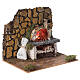 Miniature oven in wood fire effect bulb nativity 15x20x15 cm statues 8-10 cm s3