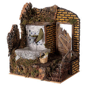 Miniature wall fountain with pump 25x20x15 cm for nativity statues 8-10 cm