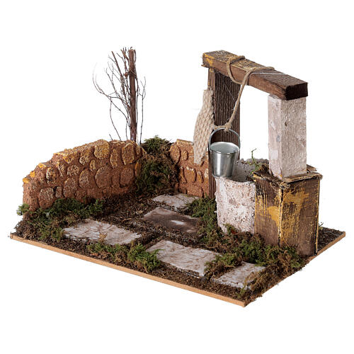 Studnia z wiadrem do szopki, 15x20x15 cm, do figurek 8-10cm 2