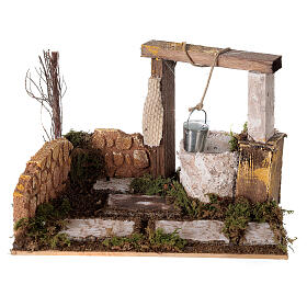 Miniature well and bucket nativity 15x20x15 cm statues 8-10 cm