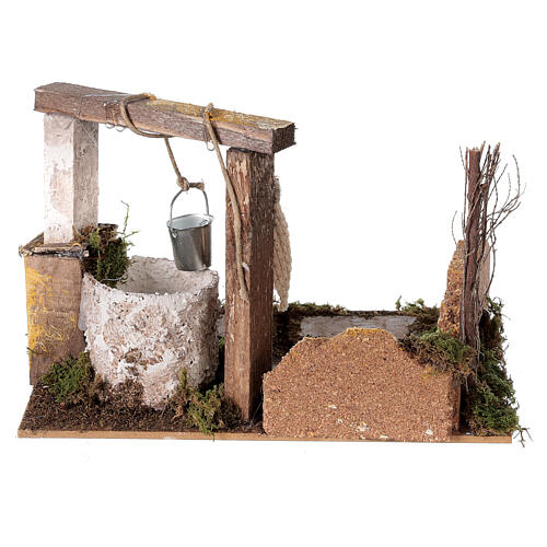 Miniature well and bucket nativity 15x20x15 cm statues 8-10 cm 4