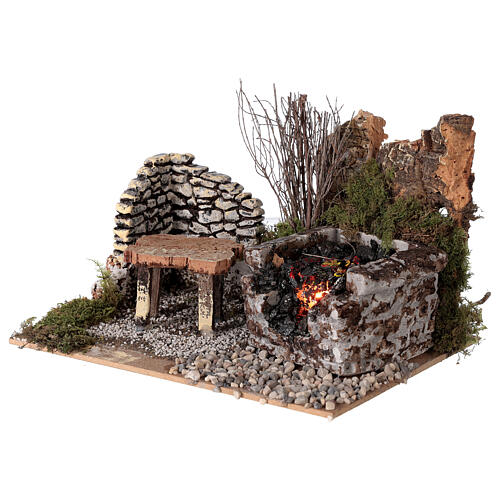 Feuerstelle mit Steinen und Flamme, 10x20x15 cm 2