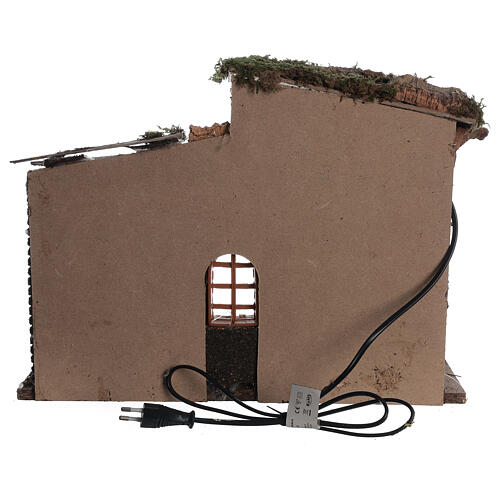 Hut with window with lights for Nativity scene 30x40x20 cm 4