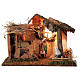 Cabaña con escalera iluminada 35x50x30 cm belén 16 cm s1