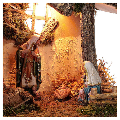 Capanna con scala illuminata 35x50x30 cm presepe 16 cm 2