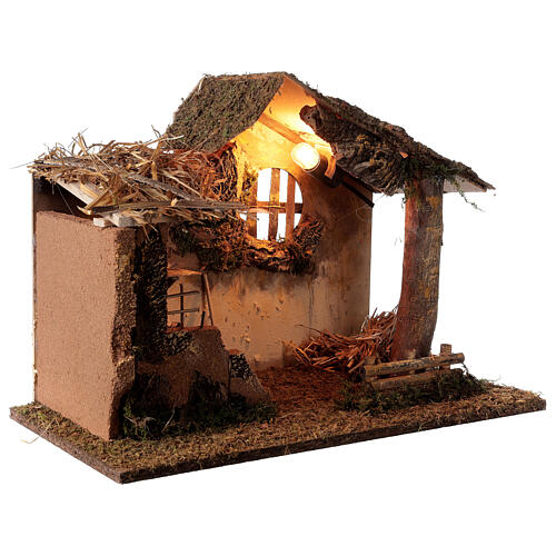 Illuminated stable with steps 35x50x30 cm nativity 16 cm 4