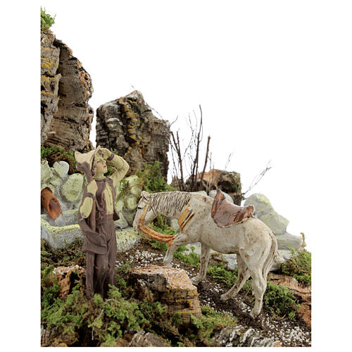 Nativity setting shepherd with horse working fountain 21x24x21 cm figures 10 cm 2