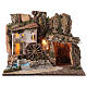 Lighted stable with watermill 35x45x30 cm nativity 10 cm s1
