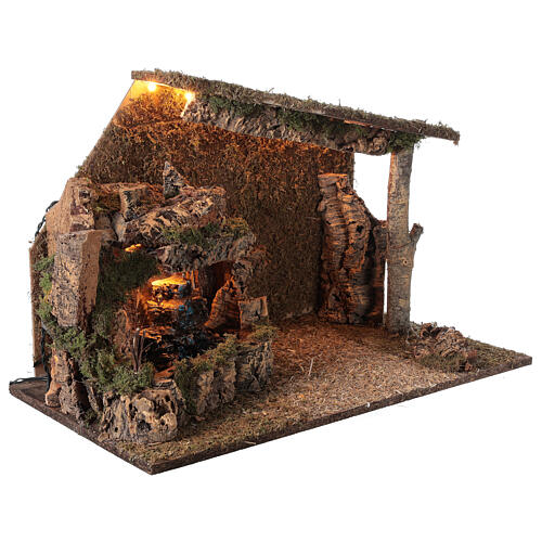 Hut with waterfall with pump 40x60x35 cm for Nativity scene 8-10 cm 4