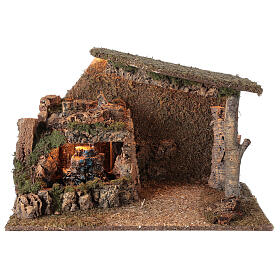 Capanna con cascata con pompa 40x60x35 cm per presepe 8-10 cm