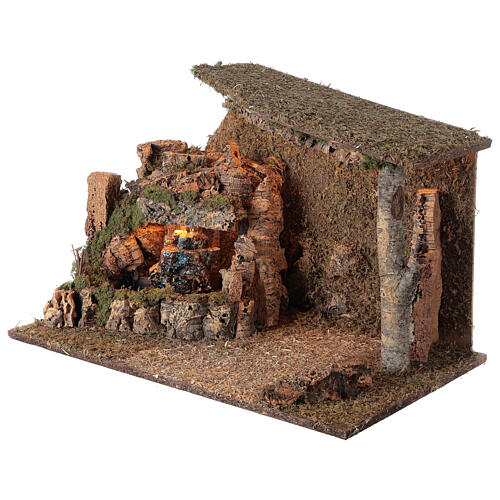 Nativity stable with waterfall with pump 40x60x35 cm for 8-10 cm nativity 3