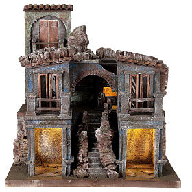 Illuminated village with arch 50x45x30 for statues 10 cm
