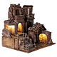 Borgo presepe illuminato con capanno attrezzi 40x35x45 per statue 10 cm s4