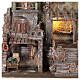 Pueblo belén iluminado con establo y taller 45x45x35 para estatuas 10 cm s2