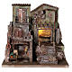 Lighted nativity village with stable and shop 45x45x35 cm for 10 cm figures s1