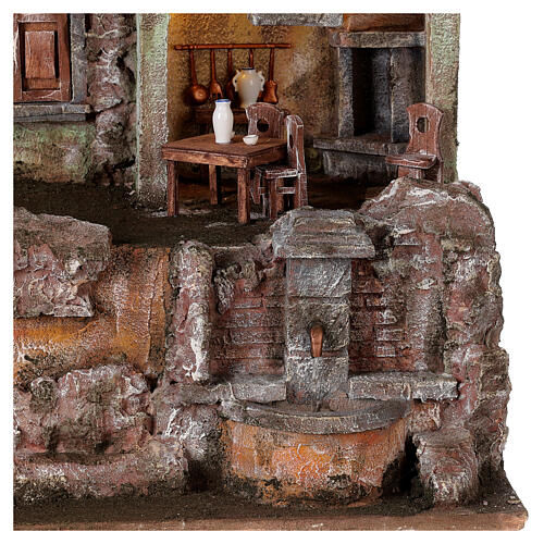 Illuminated village with table and chairs and fountain 50x45x35 for statues 10 cm 2